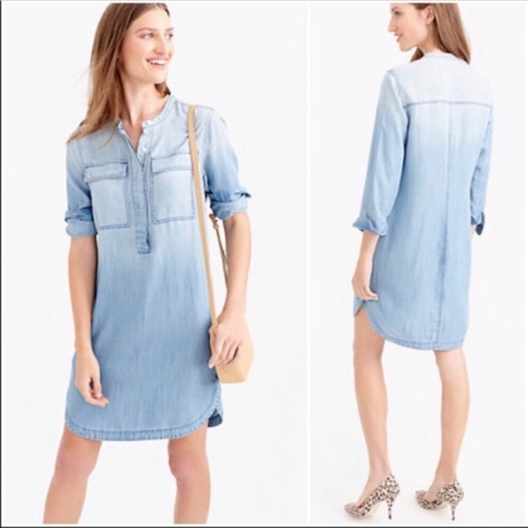 J. Crew Dresses & Skirts - J. Crew Chambray Shirtdress Henley Shirttail NWOT